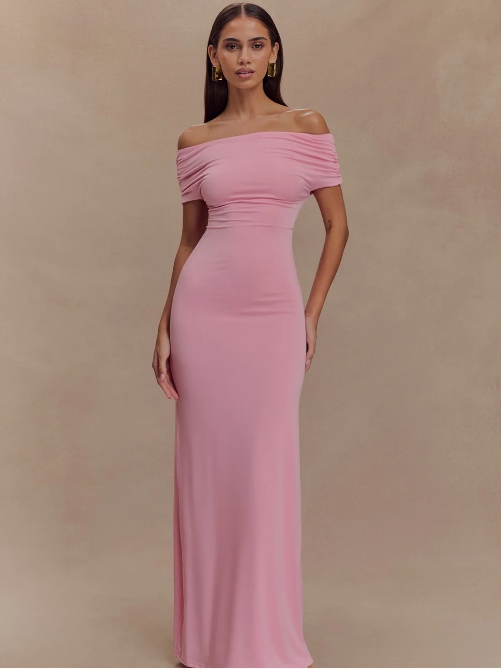 MESHKI Off Shoulder Slinky Maxi Dress - Imogen - Picture 2 of 2
